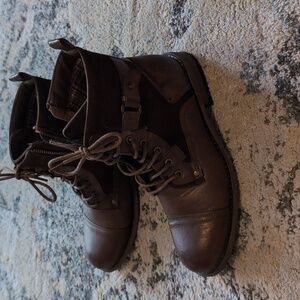 Polar Fox Men's Brown Combat Motorcycle Biker Boots New